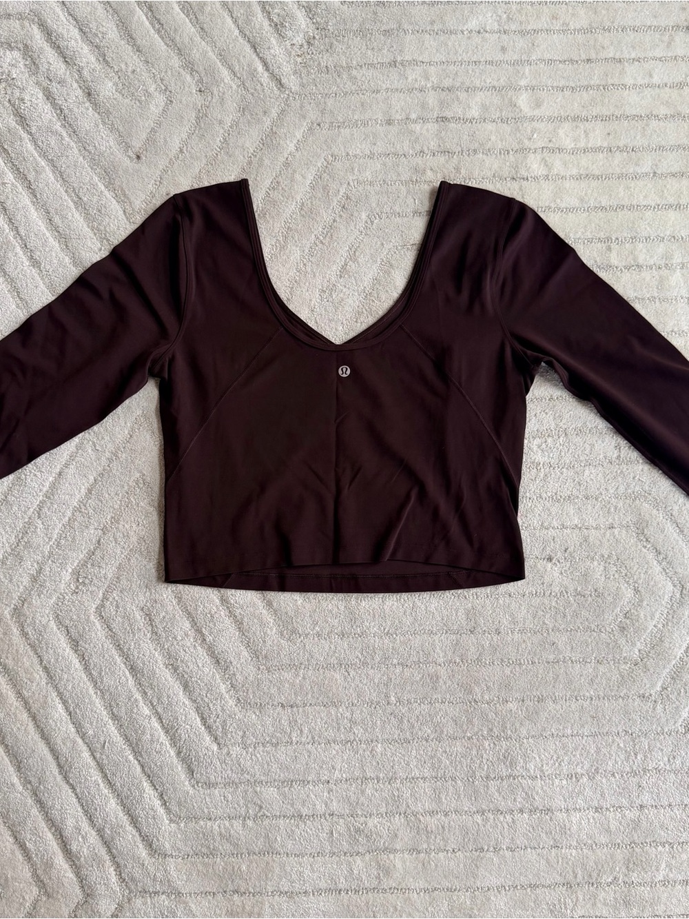 lululemon athletica Deep Plum Long Sleeve V-Neck Cropped Top
